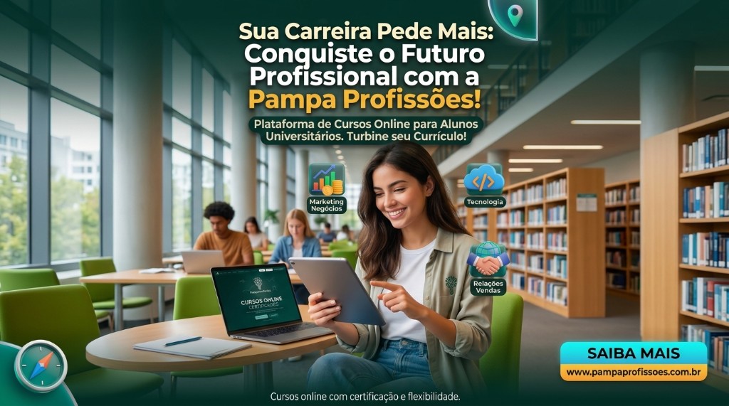 Preview da plataforma Pampa Profissões — cursos online certificados